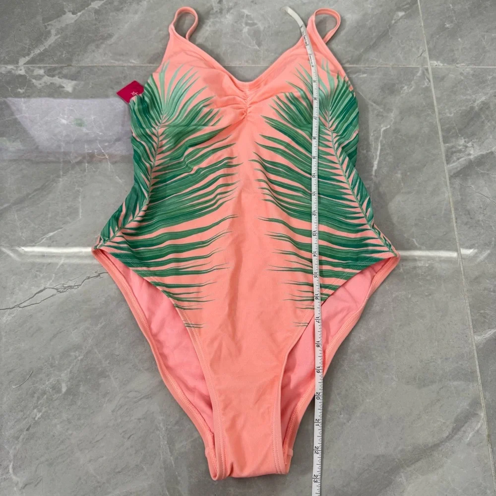 Women’s Xhilaration Palm Print One Piece Swimsuit Scoop Back Adjustable Straps M - Picture 16 of 16
